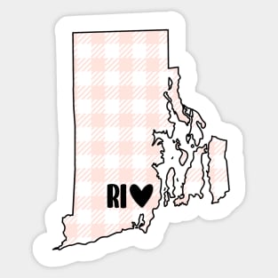 USA States: Rhode Island (pink plaid) Sticker